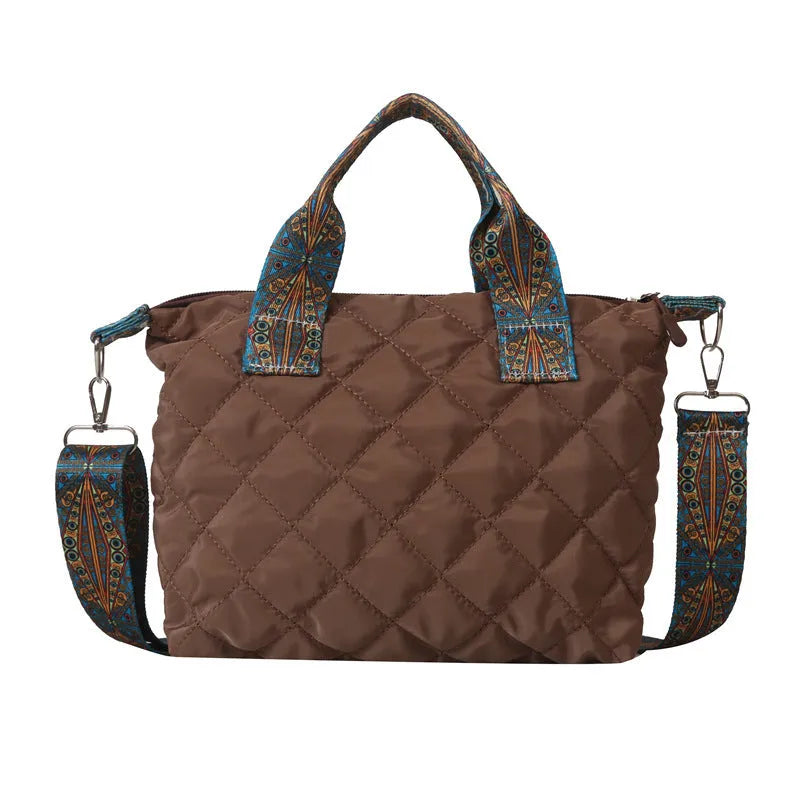 Simple urban shoulder messenger bag in Oxford cloth with embroidery diamond patterns