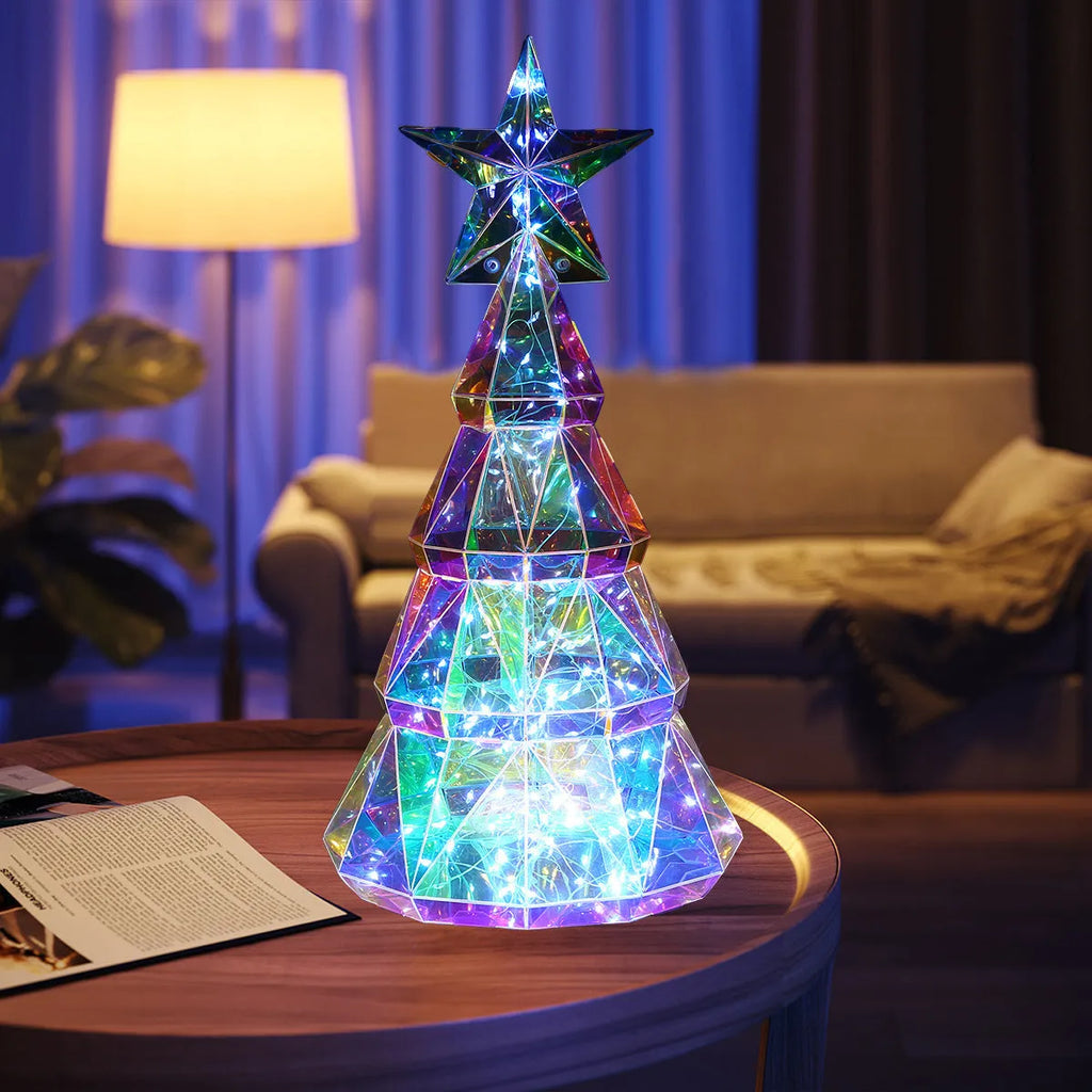 Colourful cartoon Christmas tree light decorative toy with PET plastic construction