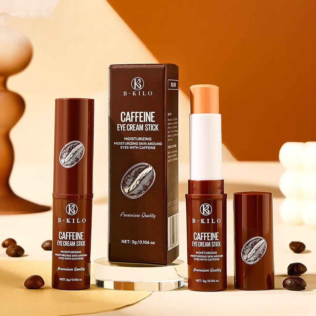 Caffeine eye cream stick in twist-up tube for dark circles and fine lines with 3g net content