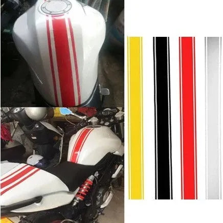 Motorcycle tank sticker with reflective pinstripes in 50x4.5cm PET material