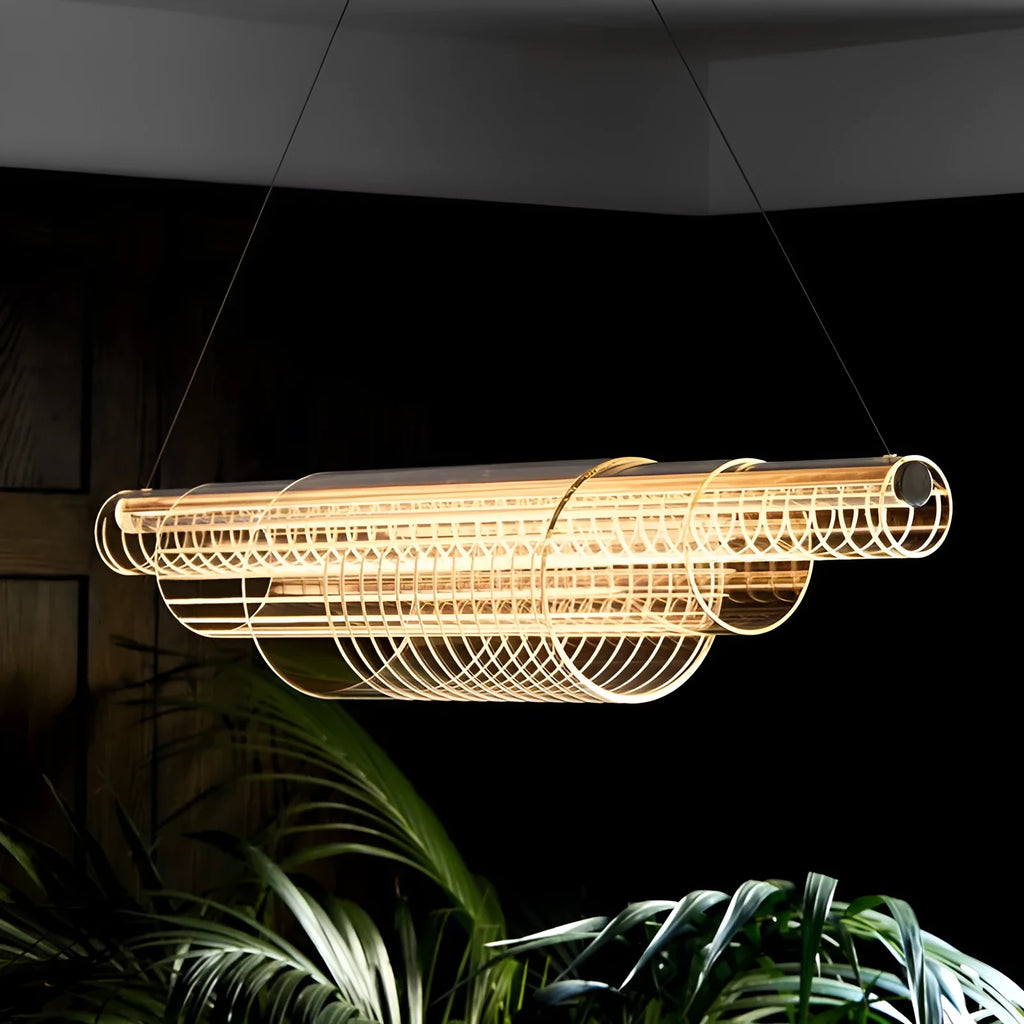 Modern glass pendant lamp with iron body for restaurant and bar lighting in three sizes