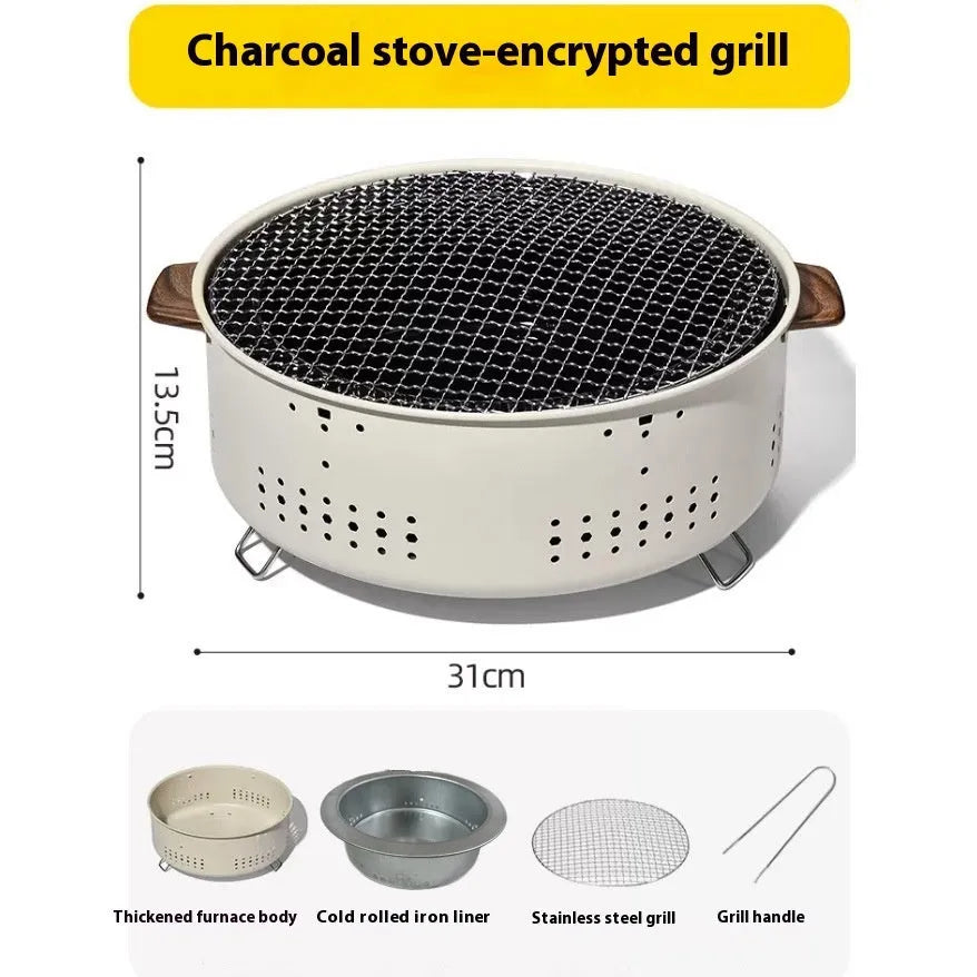 Indoor portable charcoal cooking stove with grill rack disk for 3-5 people