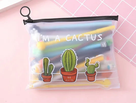 Marvel Cactus Boys cartoon design 20 black pens in a white plastic storage case
