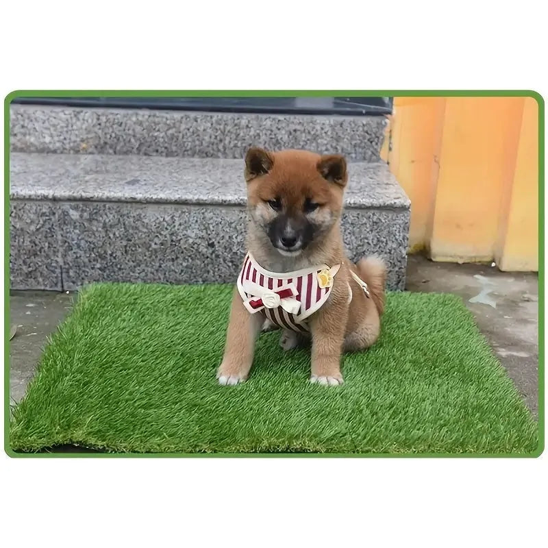 Artificial grass pet toilet training mat shown in three sizes for dogs and cats indoors