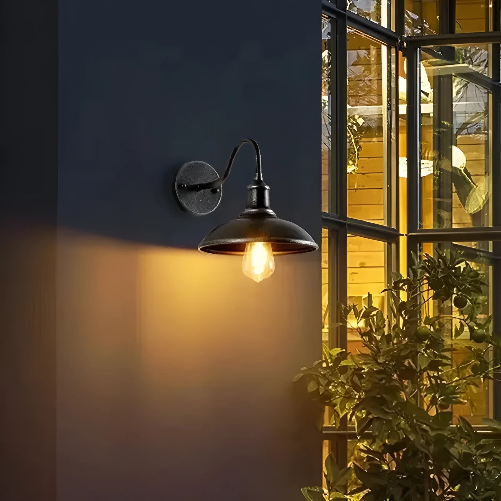 Villa courtyard wall lamp showing adjustable right or oblique angle design in copper or silver finish