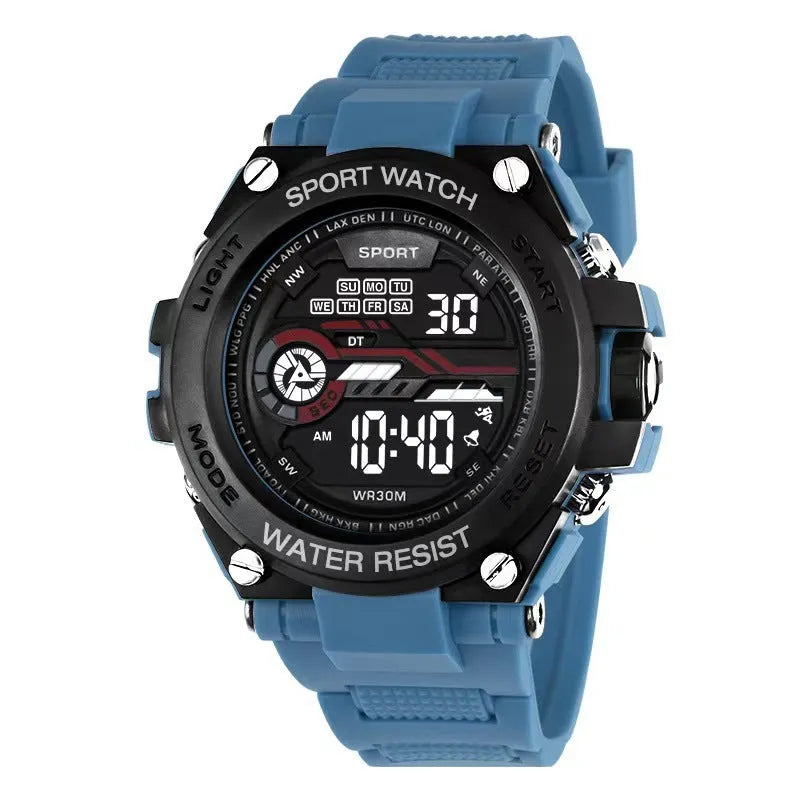 Electronic digital watch with LED display for teenagers in multiple colour options