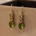 Green copper geometric quadrilateral earrings with Bohemian style