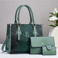 Women's contrast colour minimalist three-piece bag set with crossbody bag, wallet, and card holder