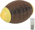 Ellipse-shaped catnip scratch ball toy made from recycled corrugated paper for feline exercise and play