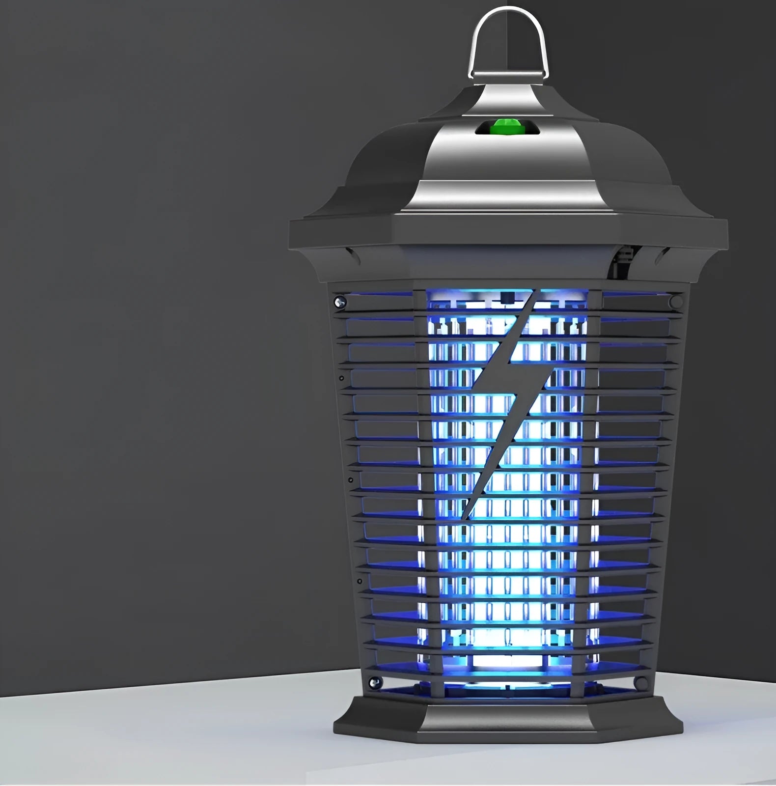 Black outdoor UV mosquito catcher with electric shock grid for 61 square metre coverage