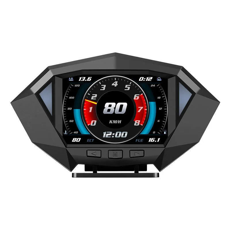 Black P1 model vehicle head-up display unit with LCD screen, measuring 147mm wide.