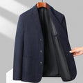 Men's loose-fit wool coat in solid colour with Asian sizing options for casual spring and autumn wear