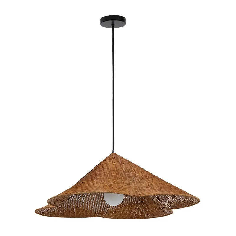 Rattan-weaved ceiling lamp with Silent Style wind patterns in natural material