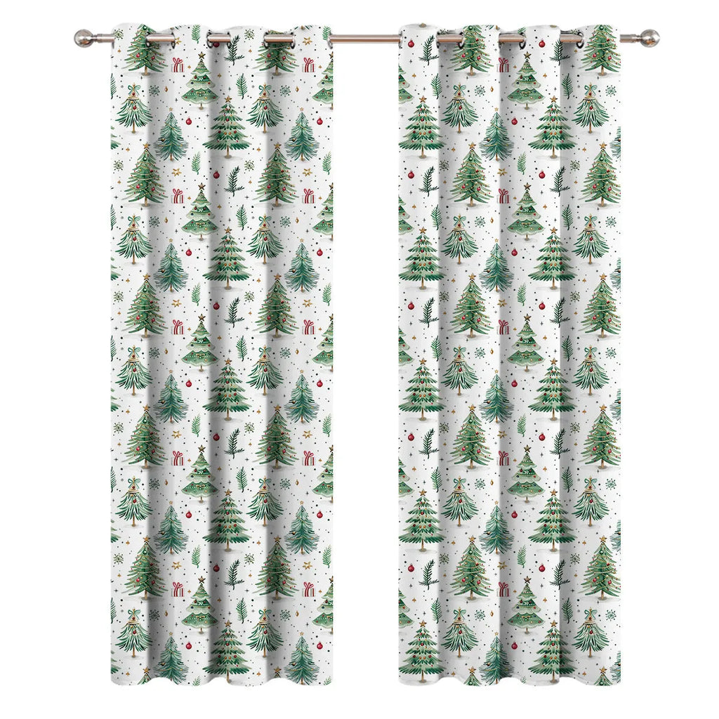 Polyester curtains with Christmas Forest punching pattern for sun shading in modern simplicity style