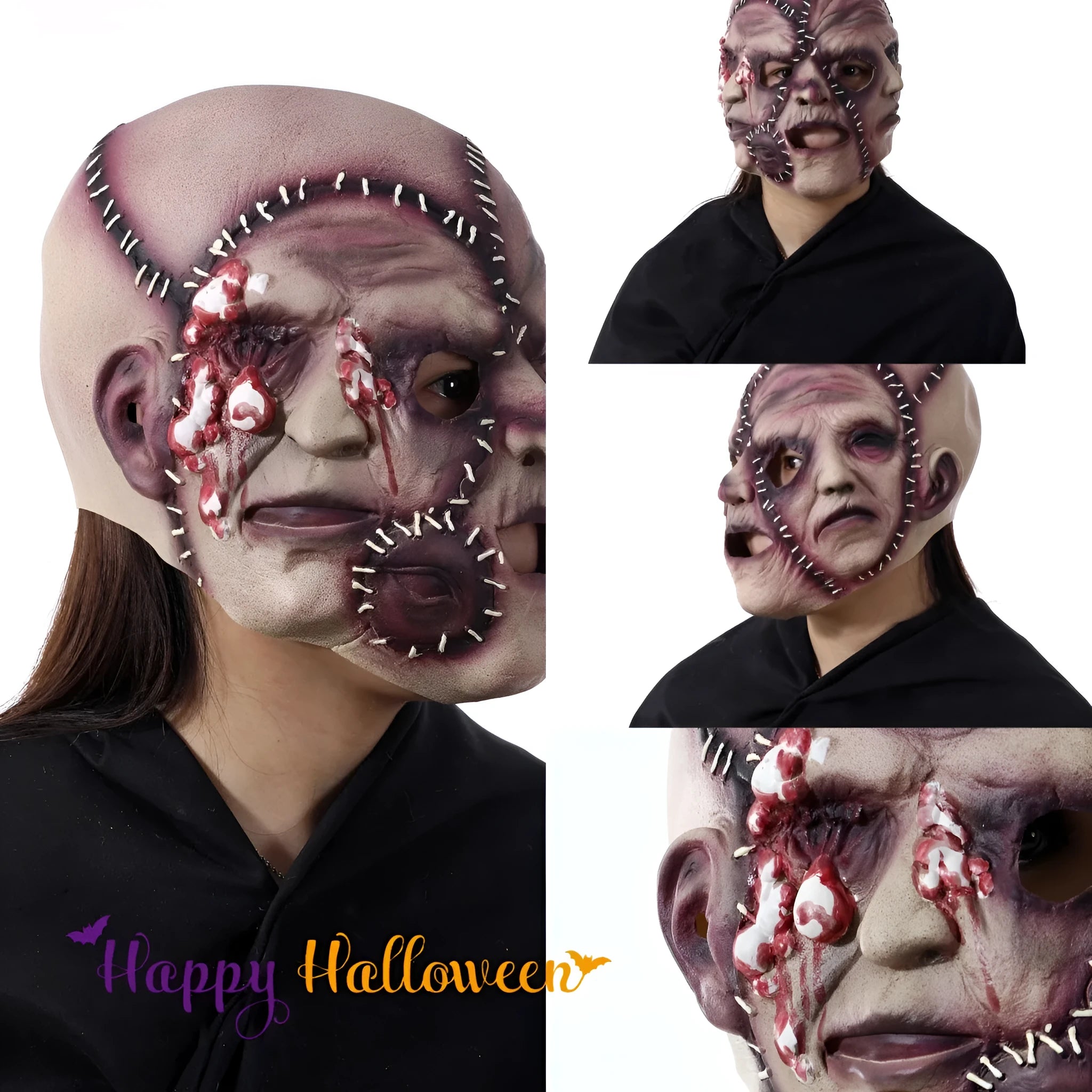 Three-sided grimace horror mask made from natural latex plastic for Halloween and costume parties