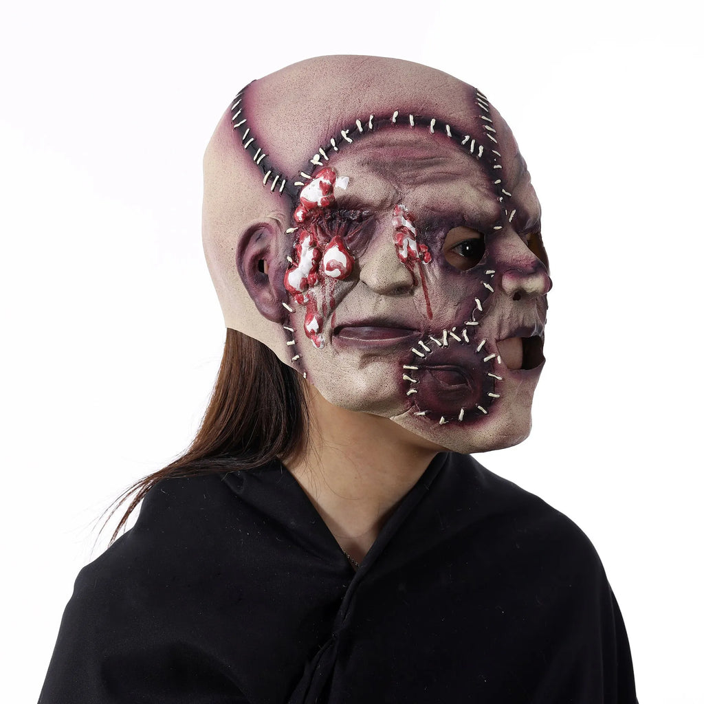 Three-sided grimace horror mask made from natural latex plastic for Halloween and costume parties