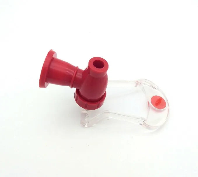 Red plastic Magic Tap soda drink dispenser for 2-litre bottles