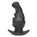 Purple, gold, and black liquid silicone adult masturbator toys shown in different sizes.