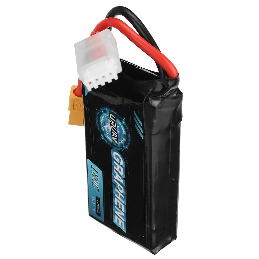 Black 7.4V 1200mAh 2S lithium polymer RC battery pack with connector