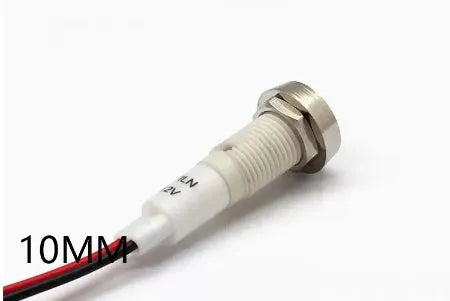 10mm stainless steel edge plastic indicator light with wire for panel mounting