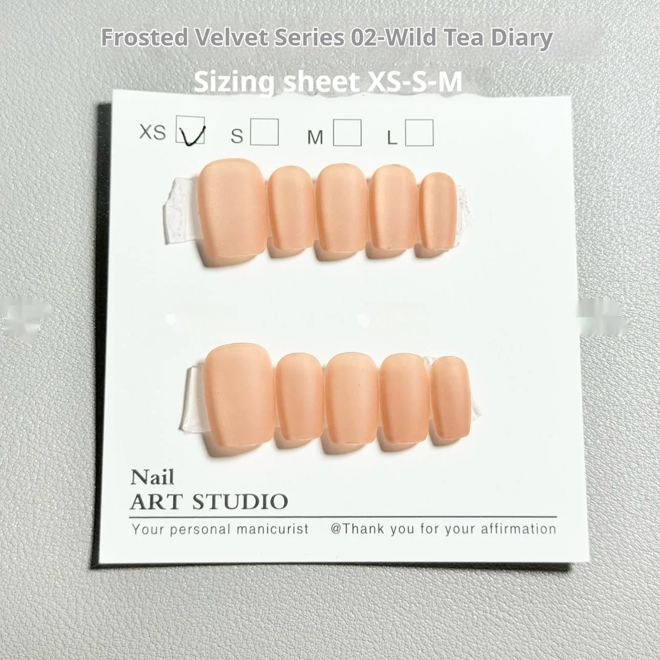 Velvet frosted Cat's Eye false nail tips in Short Ladder XS, S, M sizing for Aurora armour manicures