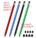Universal metal touch screen stylus pen in various colours on a tablet.