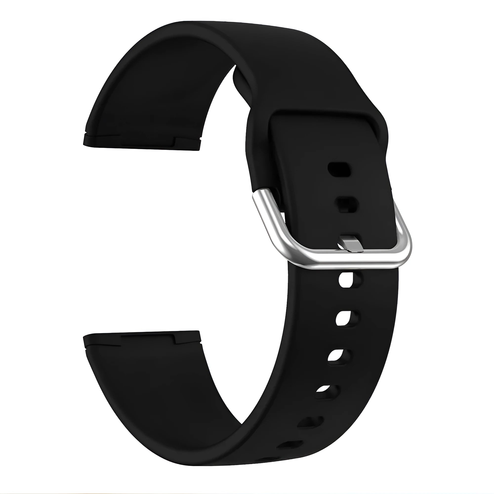 Solid colour silicone strap with silver buckle for Fitbit Versa 3 and Sense 2 smartwatches