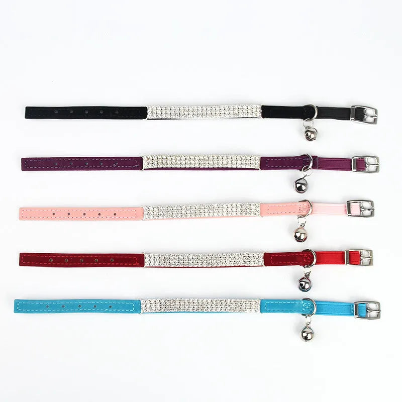 Adjustable rhinestone velvet cat collar in red colour showing 20-30cm length adjustment