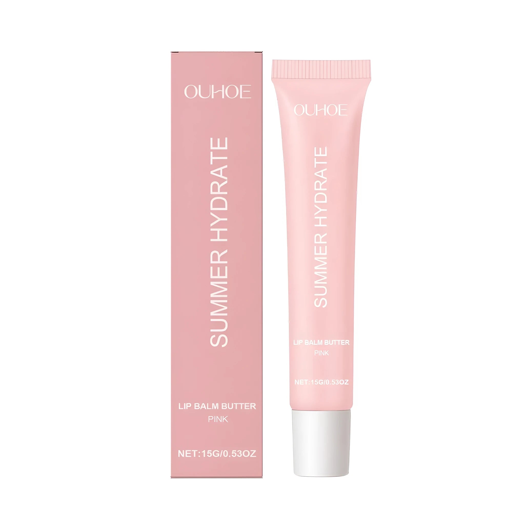 Pink shea butter lip balm stick with twist-up mechanism