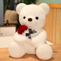 Rose bear plush teddy bear stuffed animal toy in beige, brown or grey colours showing cartoon design