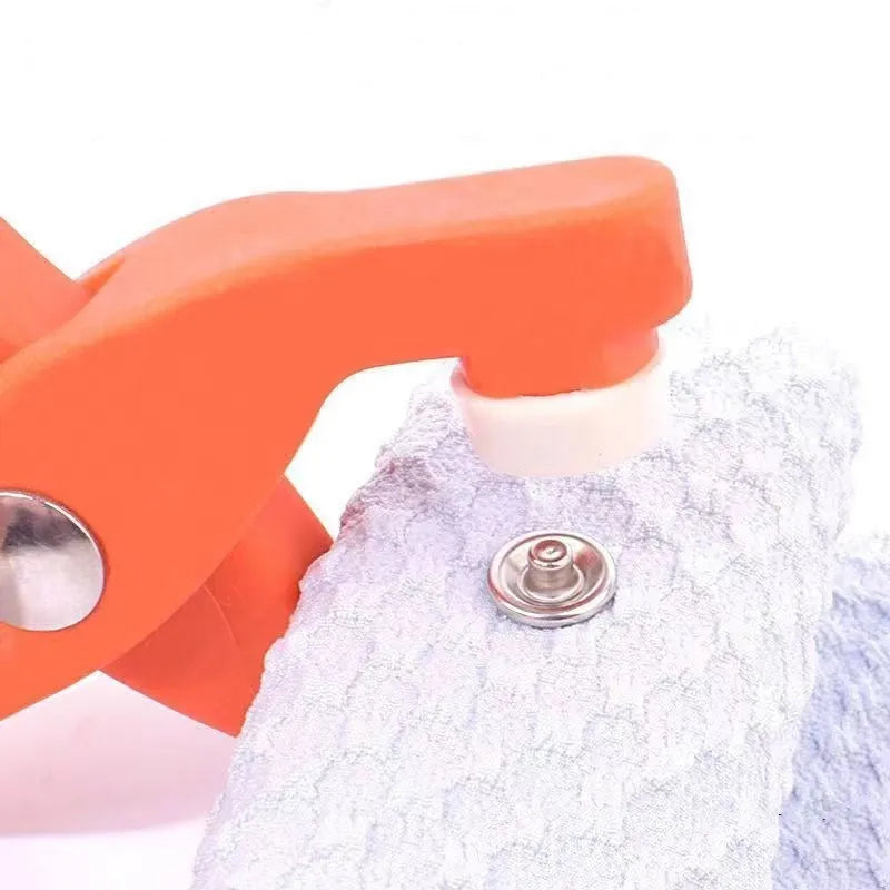 Stainless steel five claw no-sew suit buttons with pliers tool for children's clothing.