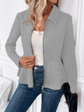 Women's loose fit coat with beaded zipper and ruffle hem in regenerated cellulose fibre blend