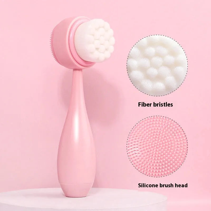 Facial brush set with keep dry hair band, plastic handle brush and four replacement brush heads