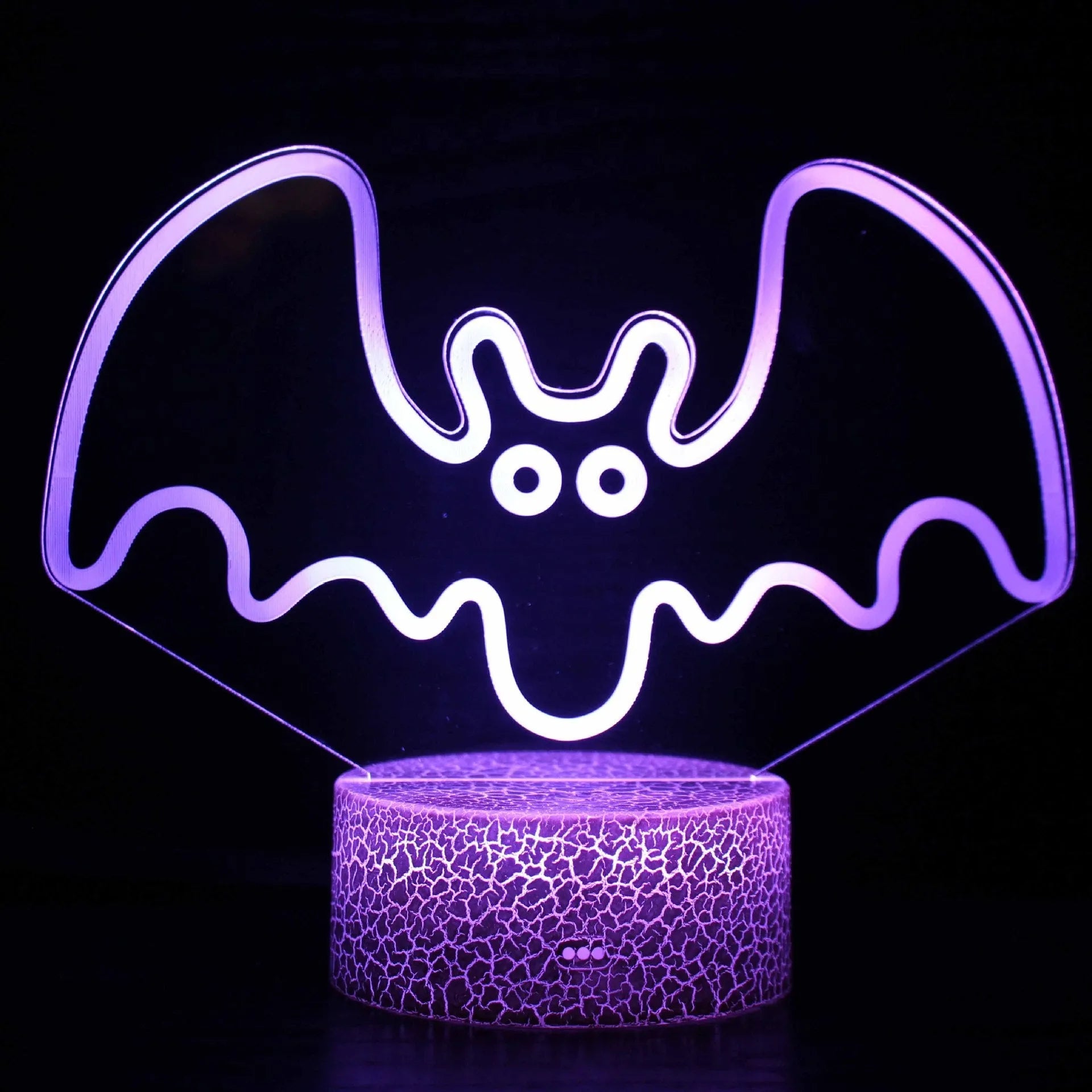 Colourful 3D acrylic USB table lamp with touch control and compact rectangular base.