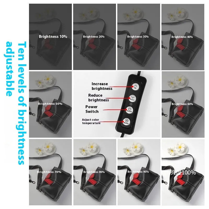 50cm studio photo light box with folding LED lighting and reflective cloth interior for product photography