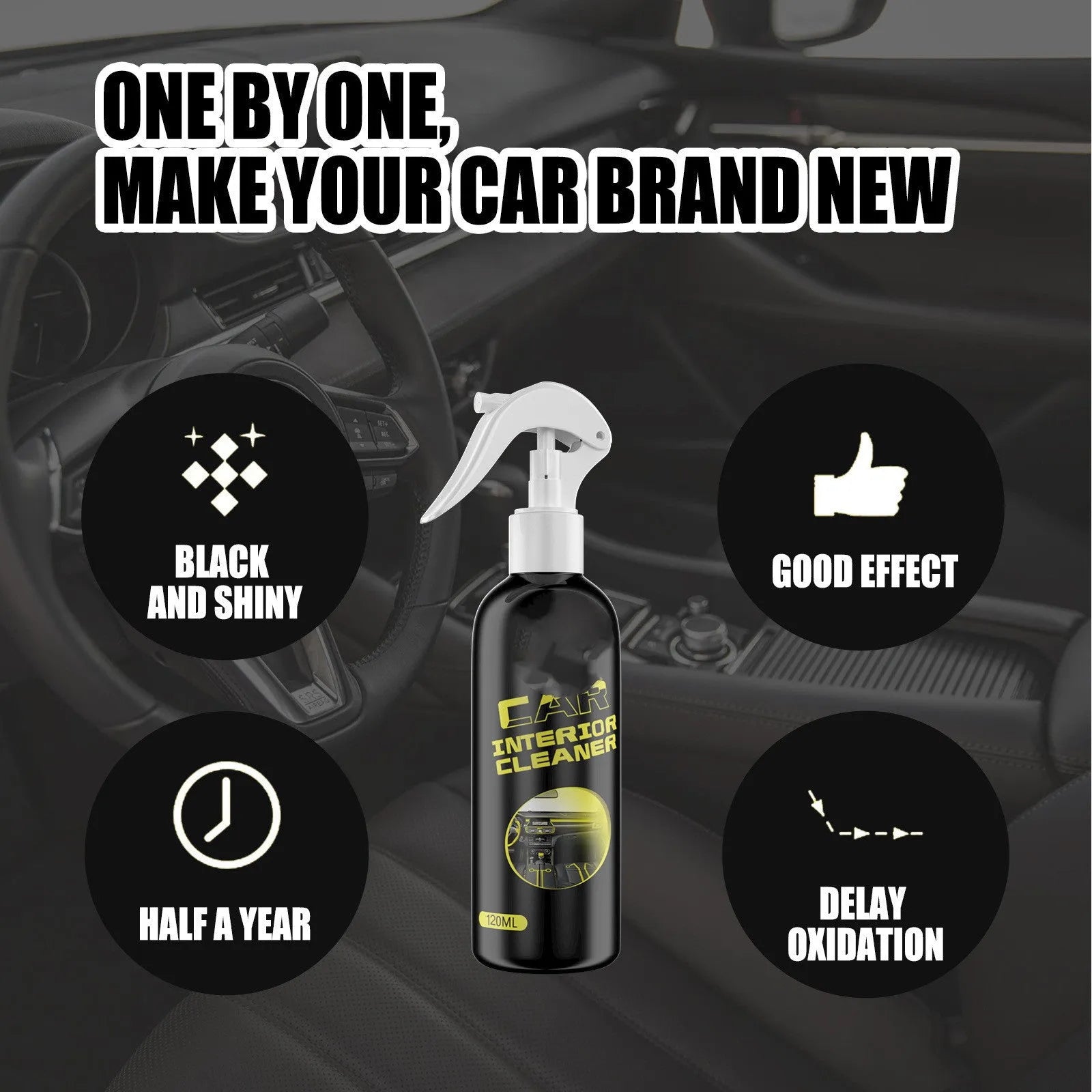 120ml car interior renovation cleaner bottle for leather and plastic dashboard cleaning