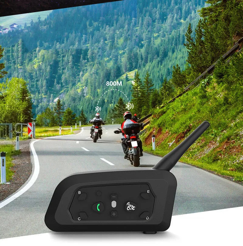 V6 Pro motorcycle helmet Bluetooth intercom unit with headphones and mounting kit