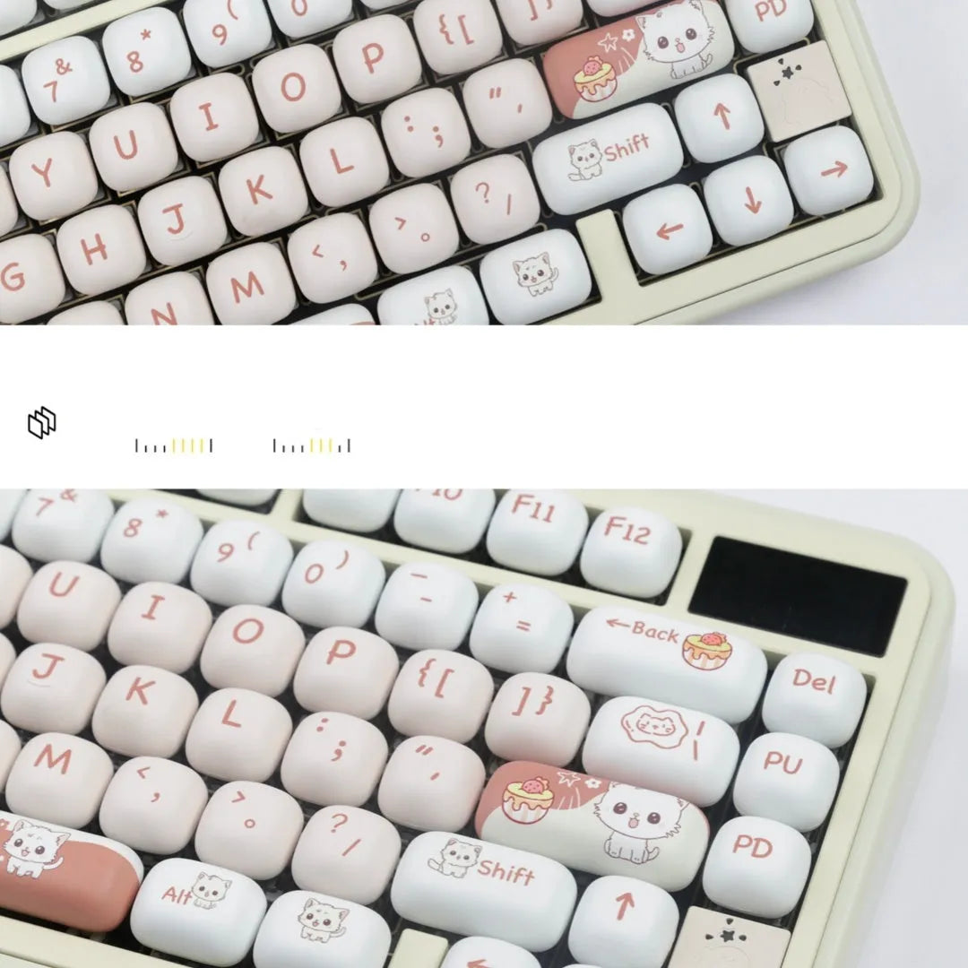 Dessert Cat cartoon mechanical keyboard key caps with food-themed sublimation artwork