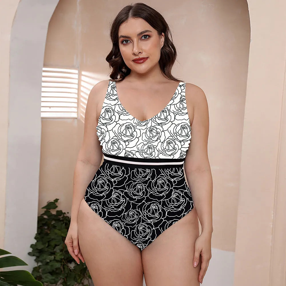 Women's striped vest print one-piece swimsuit with spaghetti straps in blue, white and green patterns