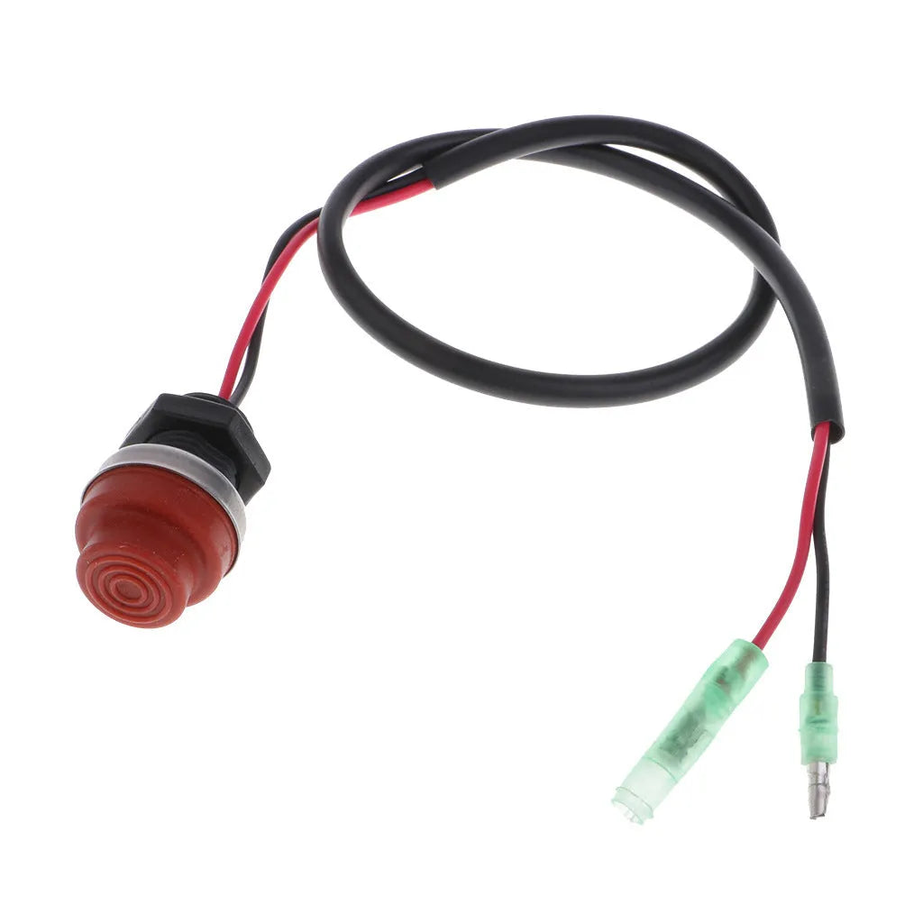 YAMAHA branded plastic emergency stop kill switch with coiled safety lanyard for outboard motors.