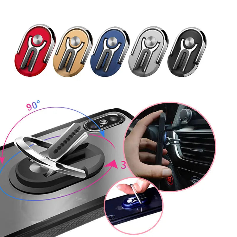 Universal magnetic car phone bracket mounted on vehicle air vent showing 360-degree rotation adjustment