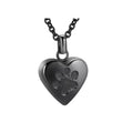 Simple heart-shaped titanium steel pendant necklace with a love paw print and an openable compartment.