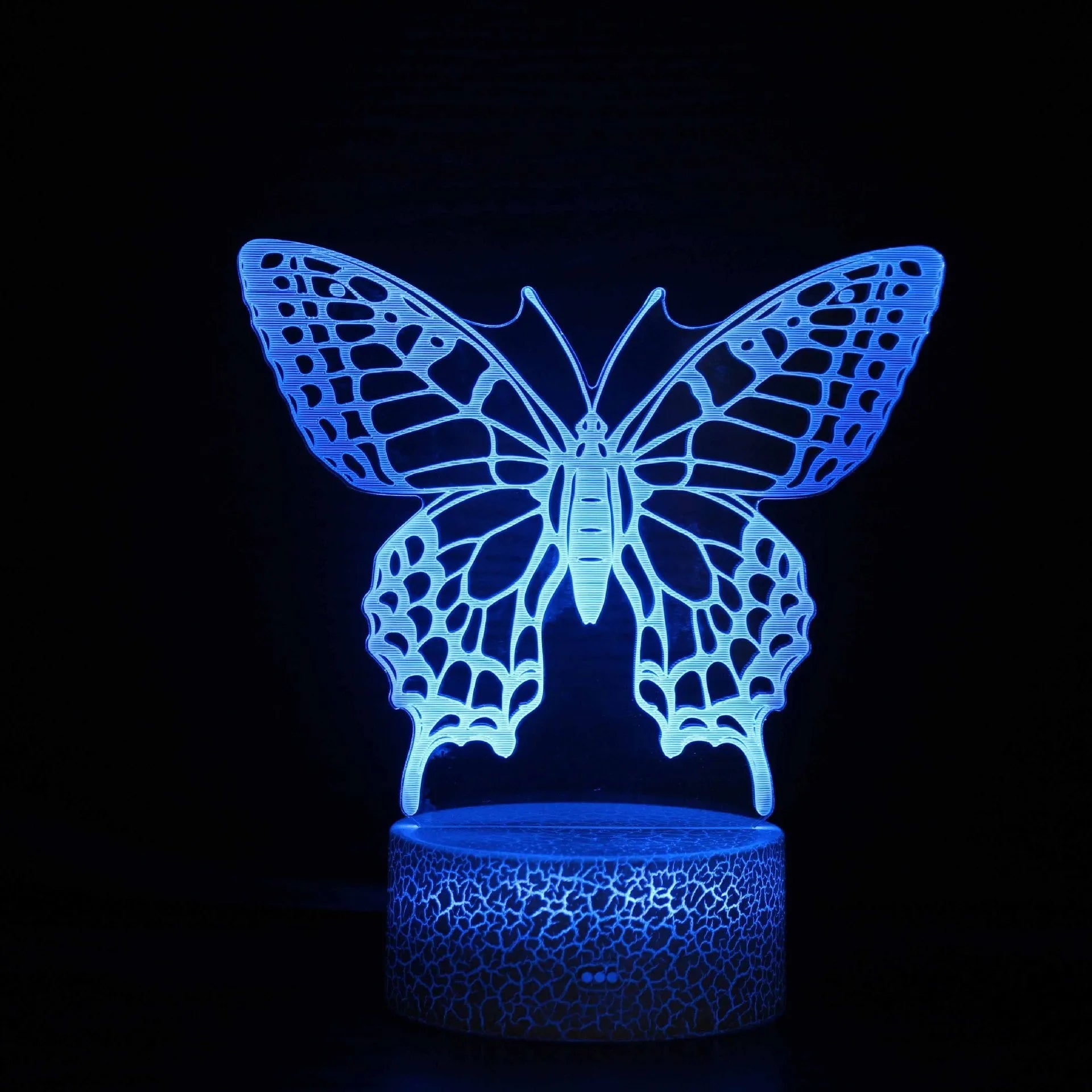 Colourful 3D acrylic USB table lamp with touch control and compact rectangular base.