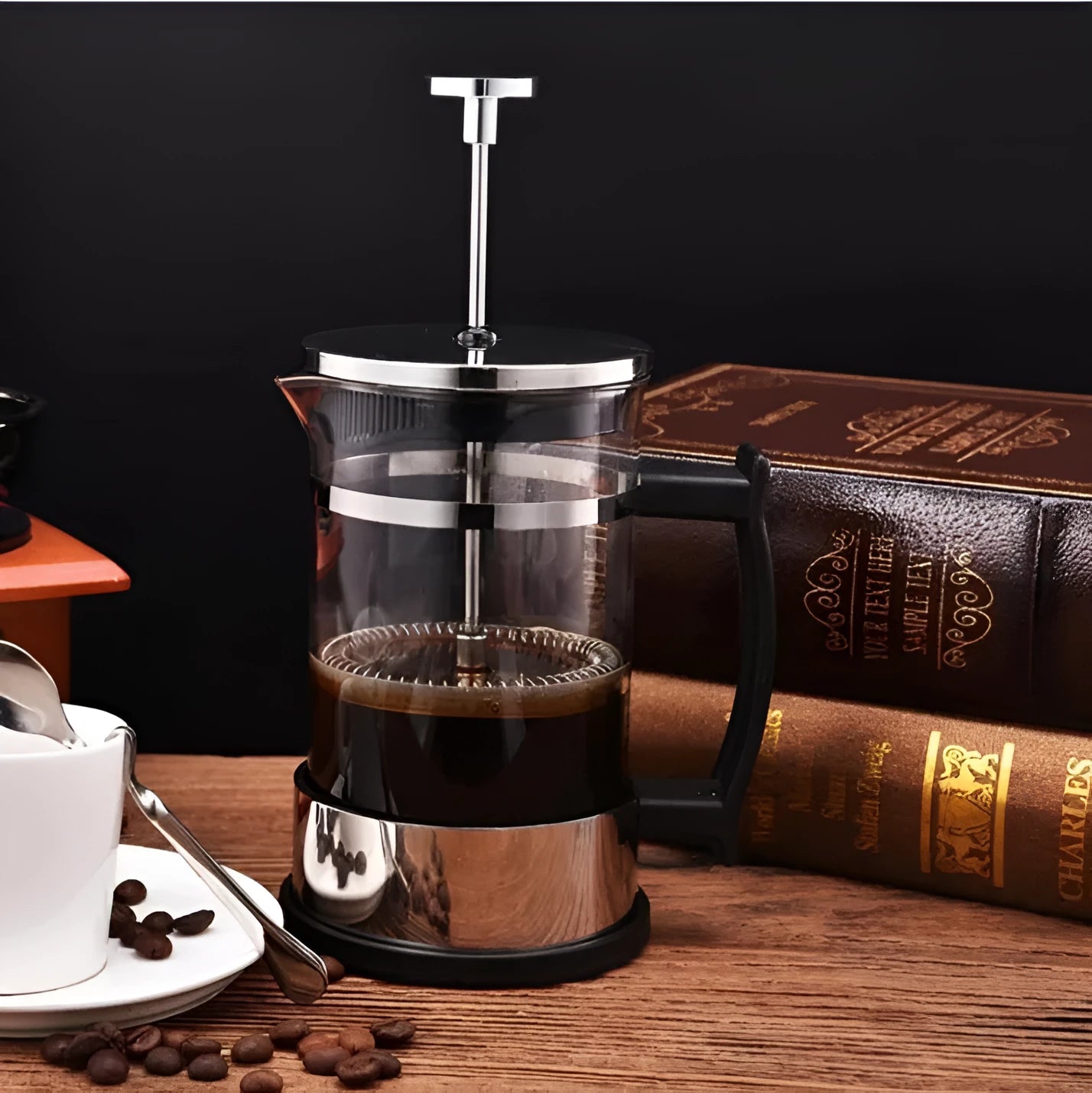 Compact glass and stainless steel manual pour-over coffee maker with 350ml capacity