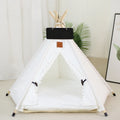 Portable pet teepee tent bed with striped pattern and cushion for small dogs cats rabbits