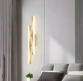 Gold finish double-line LED wall lamp showing 500mm length and modern design.