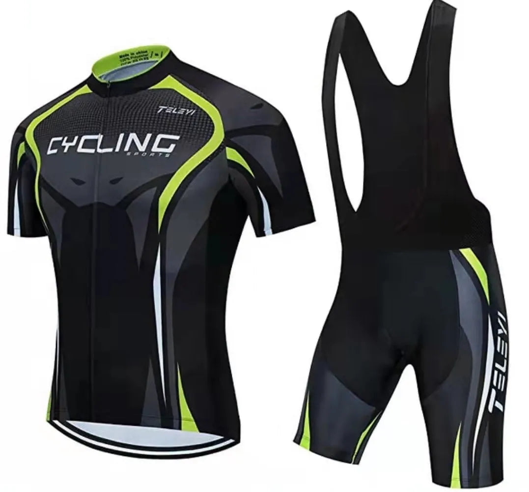 Men's and women's cycling jersey and pants set for summer biking in multiple colours
