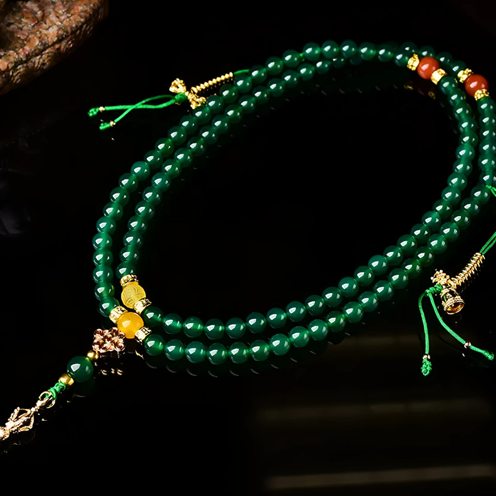 Brazil natural green agate multi-circle bracelet showing handcrafted beads in unisex design