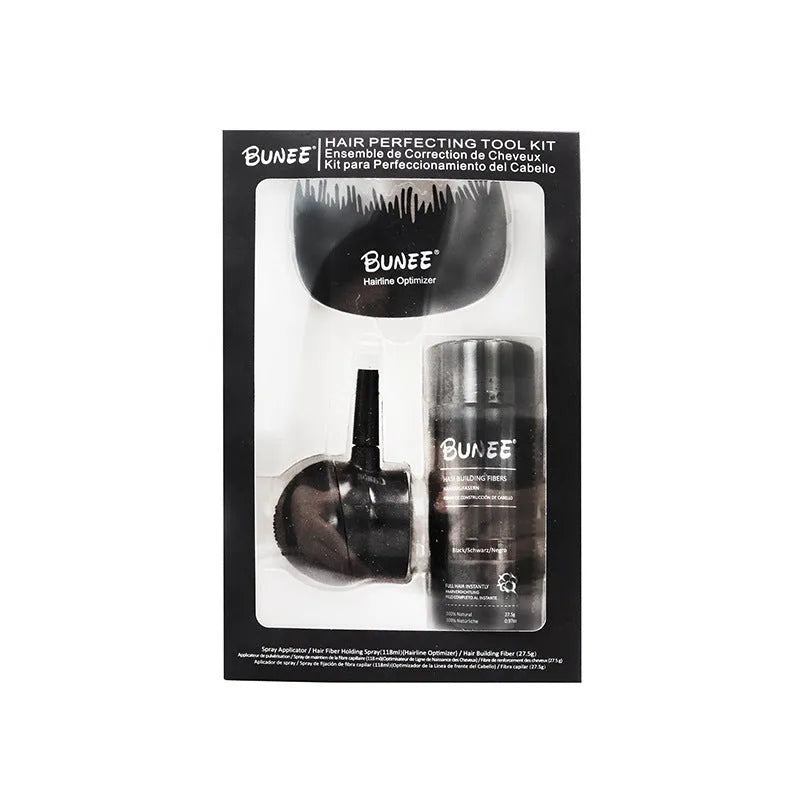 Dense hair fibre powder three-piece set boxed with multiple colour options for thinning hair coverage
