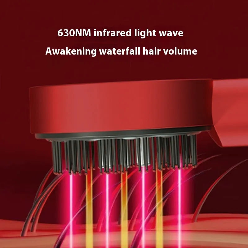 Red and blue light therapy plastic scalp massage hair comb with Type-C charging port